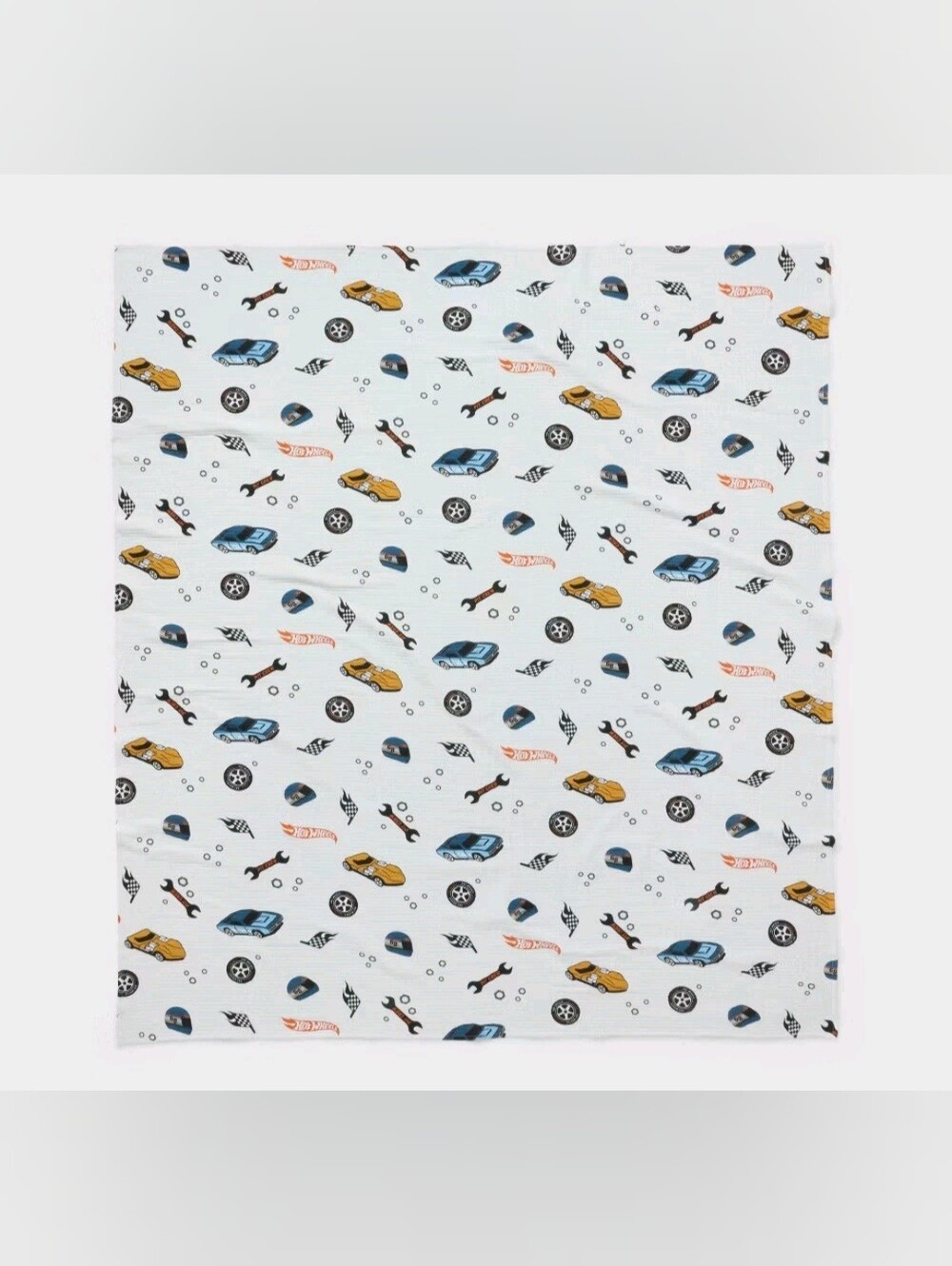 Twin/Full Hot Wheels Retro Matelasse Cotton Gauze Print Kids' Bed Blanket Cream